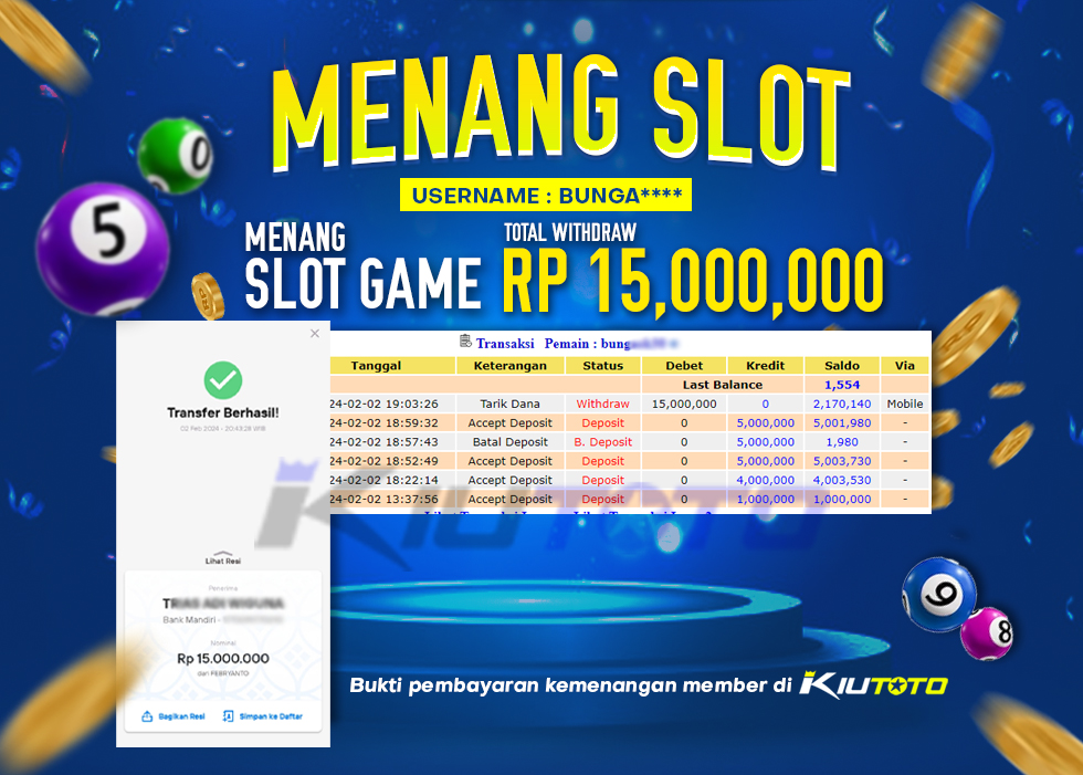 JACKPOT SLOT 15 JT LANGSUNG DIBAYAR LUNAS KIUTOTO