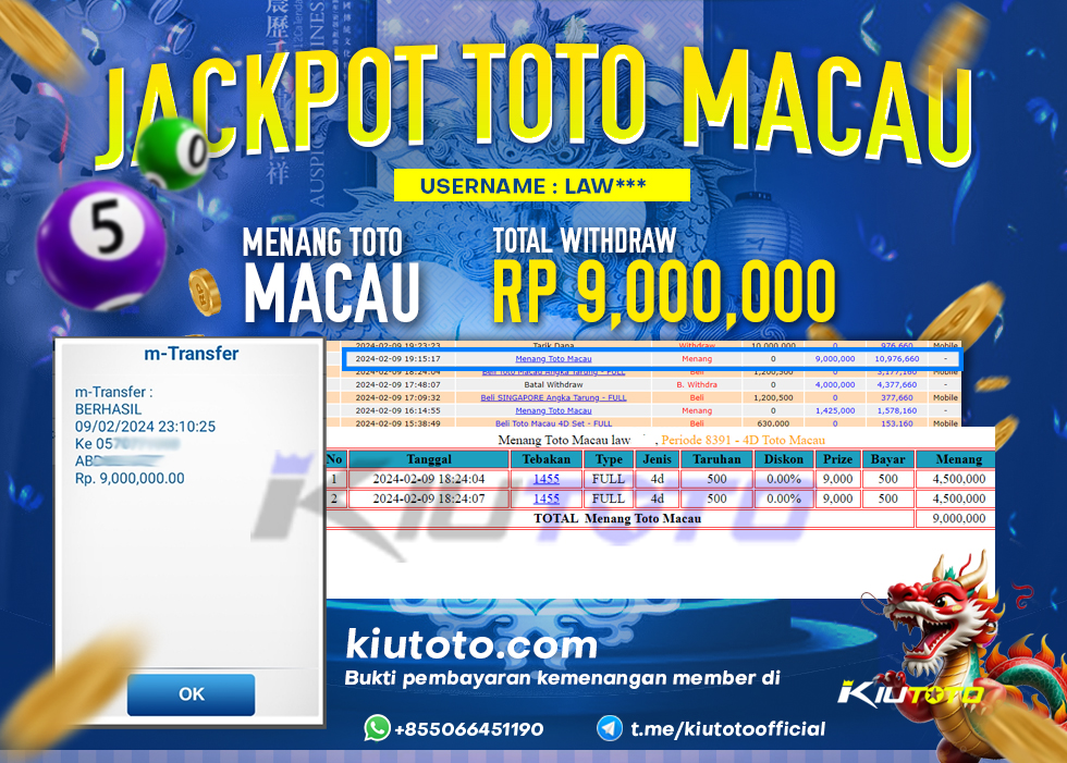 JACKPOT TOTO MACAU 9 JT LANGSUNG LUNAS DI BAYAR KIUTOTO